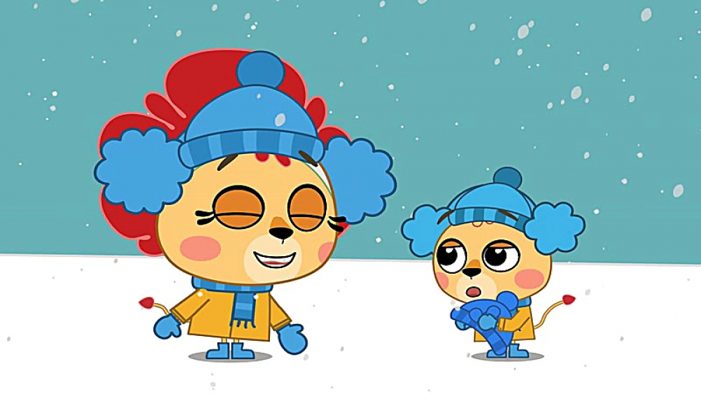 Леона - игра в снегу